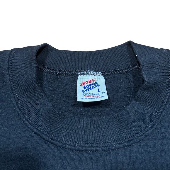Vintage 80s John Deere Embroidered Black Crewneck Sweatshirt Jerzees L - Picture 3 of 4